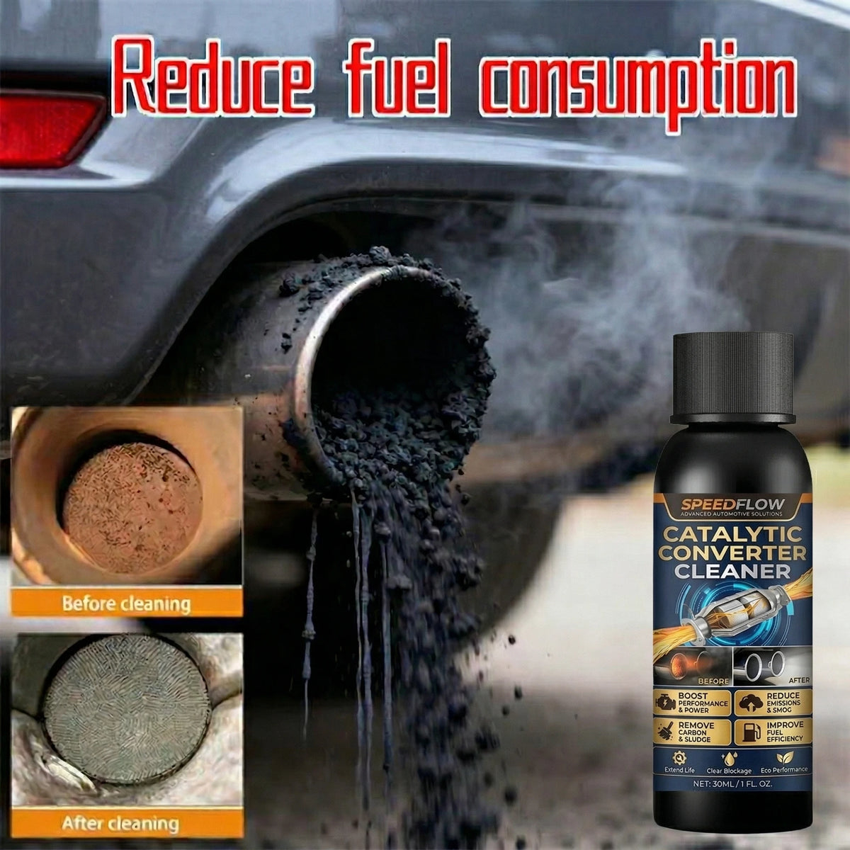 Catalytic Converter Cleaner Carbon & Sludge Removal Boost Engine Reduce Fuel Consumption For All Cars