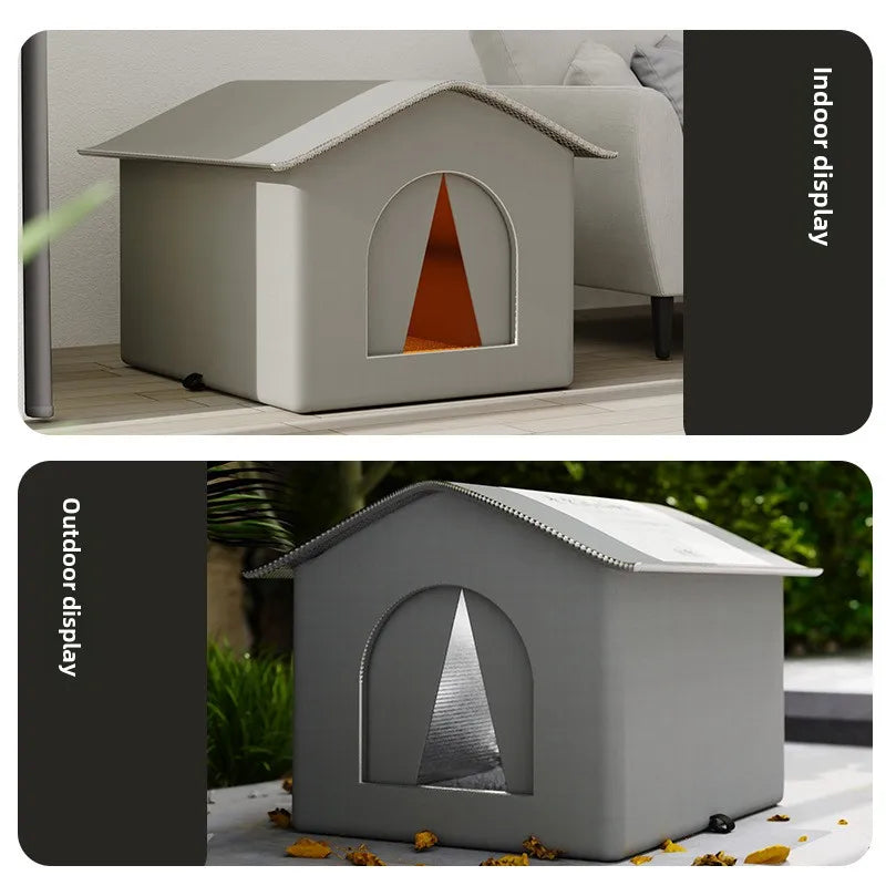 Foldable Outdoor Cat & Dog House — Waterproof Warm Pet Cave for Small Dogs