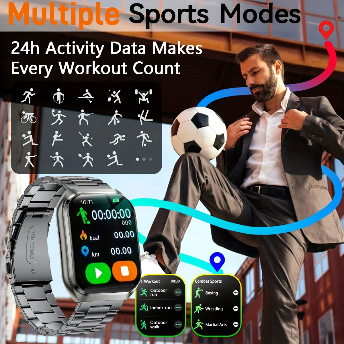 Men's Smart Watch — 1000mAh Long Standby, IP68, BT Calling