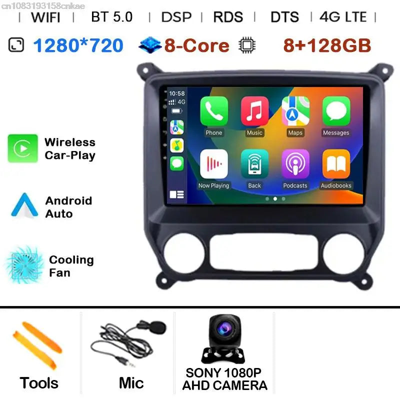 Car Radio Android 15 For Chevrolet Colorado 2014 - 2018 For Silverado GMC Sierra VIA Vtrux Truck 2014 - 2018 Carplay Stereo Auto