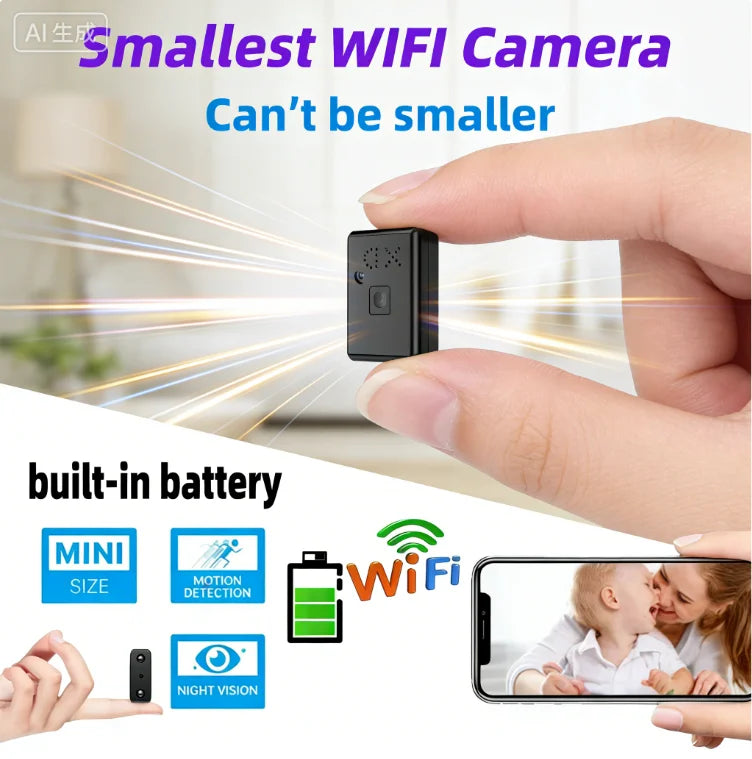 1080P Mini WiFi Home Camera — Night Vision, Built-in Battery