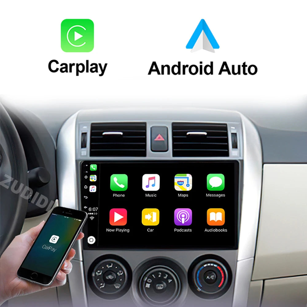 Android 16 Car Radio 4G+WIFI for Toyota Corolla E140/150 2007 2008 2009 2010 2011 2012 2013 Multimedia Player 2 Din DVD Speakers