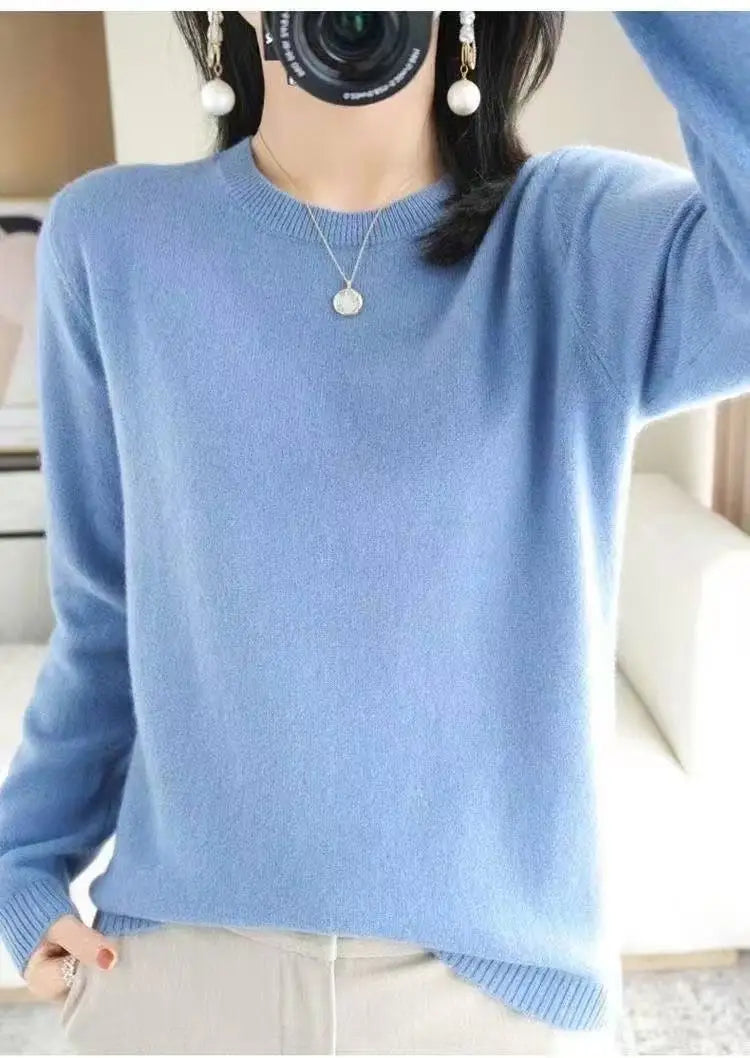 Women's Soft Knit Crew Neck Sweater, Basic Jumper