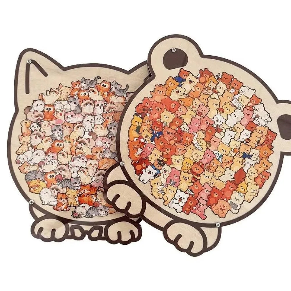 Wooden Animal Jigsaw Puzzle - Dog, Cat & Bear Cartoon Set – photo 2
