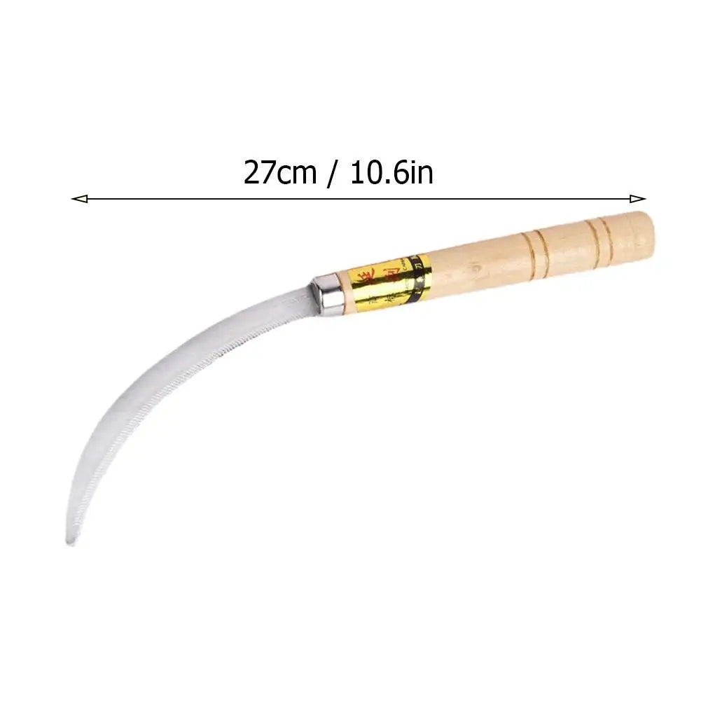 Weeding Sickle With Wooden Handle Stainless Steel Sickle Scythe Farming Tool Kit With Teeth For Weed Removal Lawn Patio Terrace