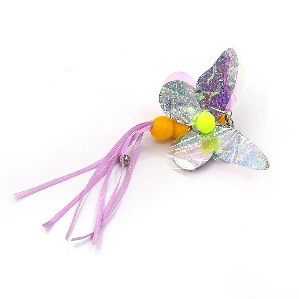 Cat Feather Toy Accessories False Birds Worm Toy with Bell Kitten Cat Toys Interactive Replacement Refill Foam Ball Training