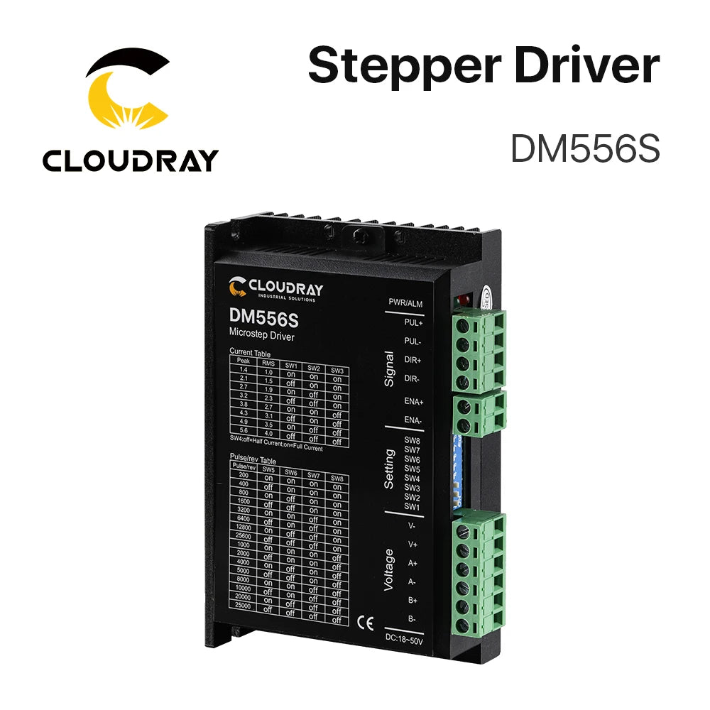 Cloudray DM556S 2-Phase Stepper Motor Driver — 18–50VDC, 1.4–5.6A (Nema 17/23/34)