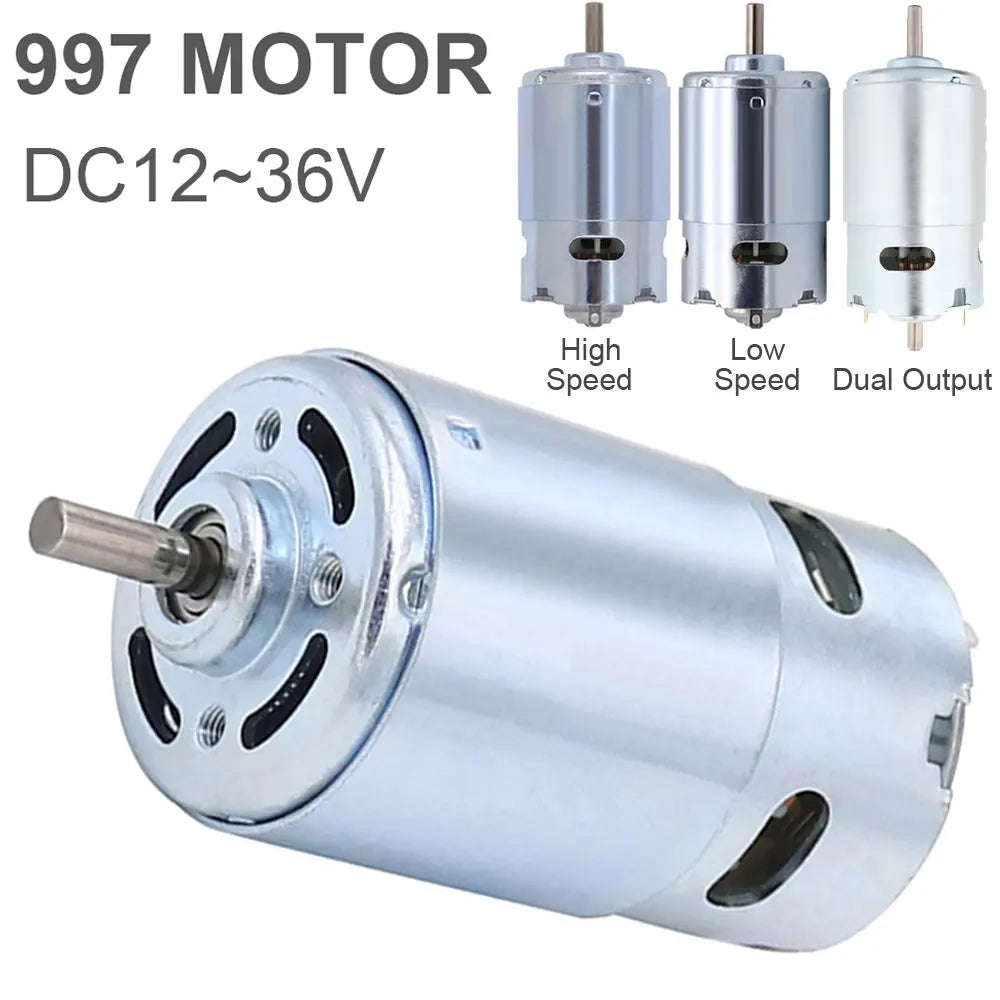 997 DC Motor 12V-36V 3000-18000RPM Large Torque Micro Motor Double Ball Bearing for DIY Power Tool Toys Drill Saw Grinder Lathe