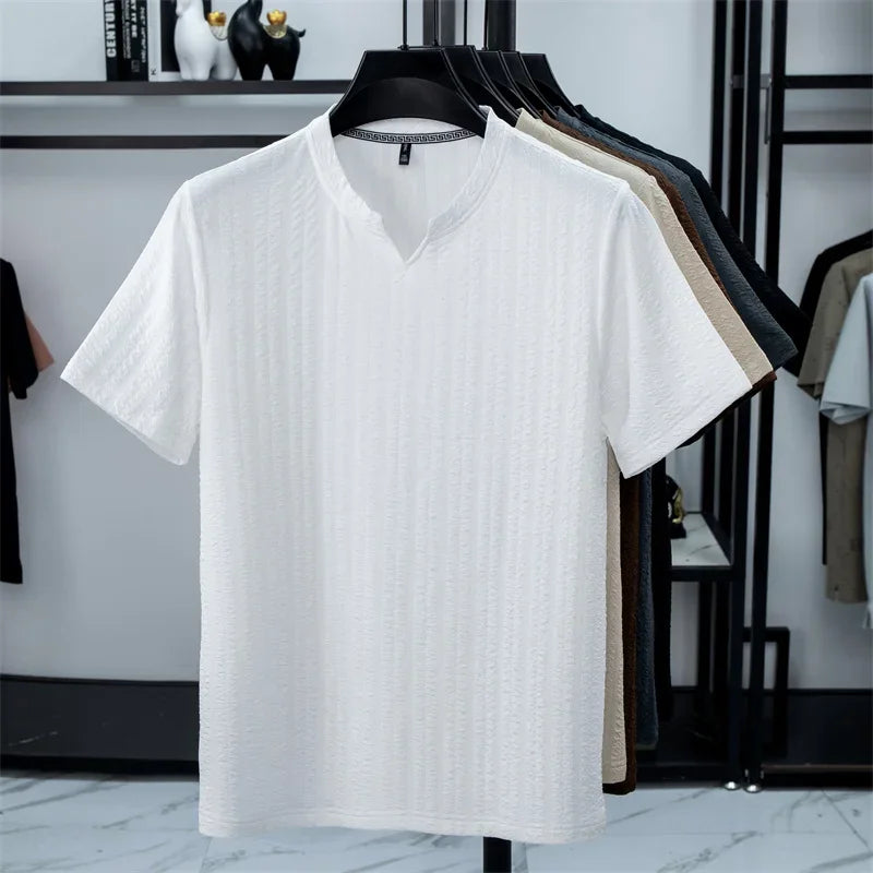 Men's Bubble-Texture Polo - Notched Collar, Soft Stretch Knit