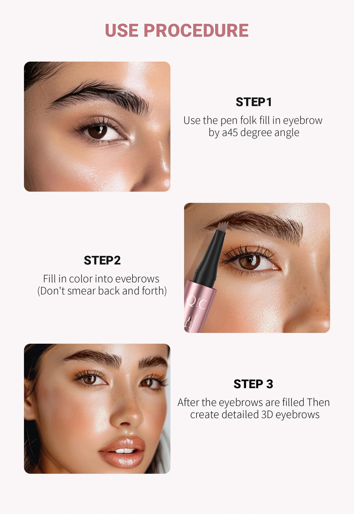 4 Fork Tip Eyebrow Pencil 3D Microblading Waterproof Dark Brown Natural Colour Fine Stroke Magic Eyebrow Pencil 2026 New Ladies