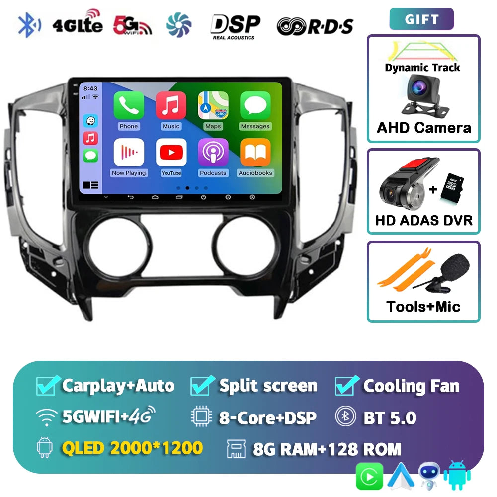 9" Android Car Stereo for Mitsubishi Pajero Sport 3 & L200 (2015–2019) — CarPlay, Android Auto, DSP, WiFi+4G