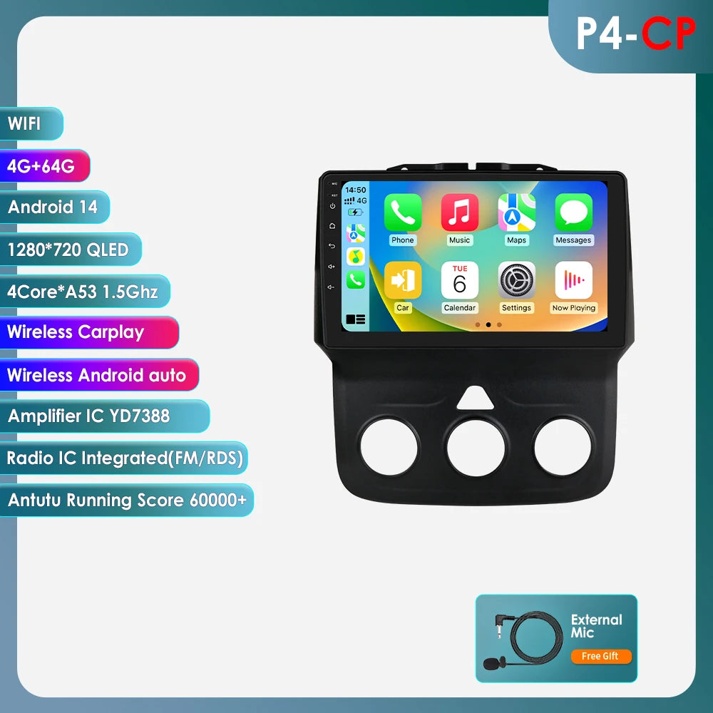Hizpo 9" Android Car Radio for Dodge Ram 1500/2500/3500 2013-2018 (Manual AC)