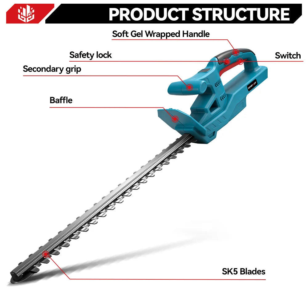 ONEVAN Cordless Hedge Trimmer – Brushless 20" Pruning Saw Compatible with Makita Battery (Battery Not Included)