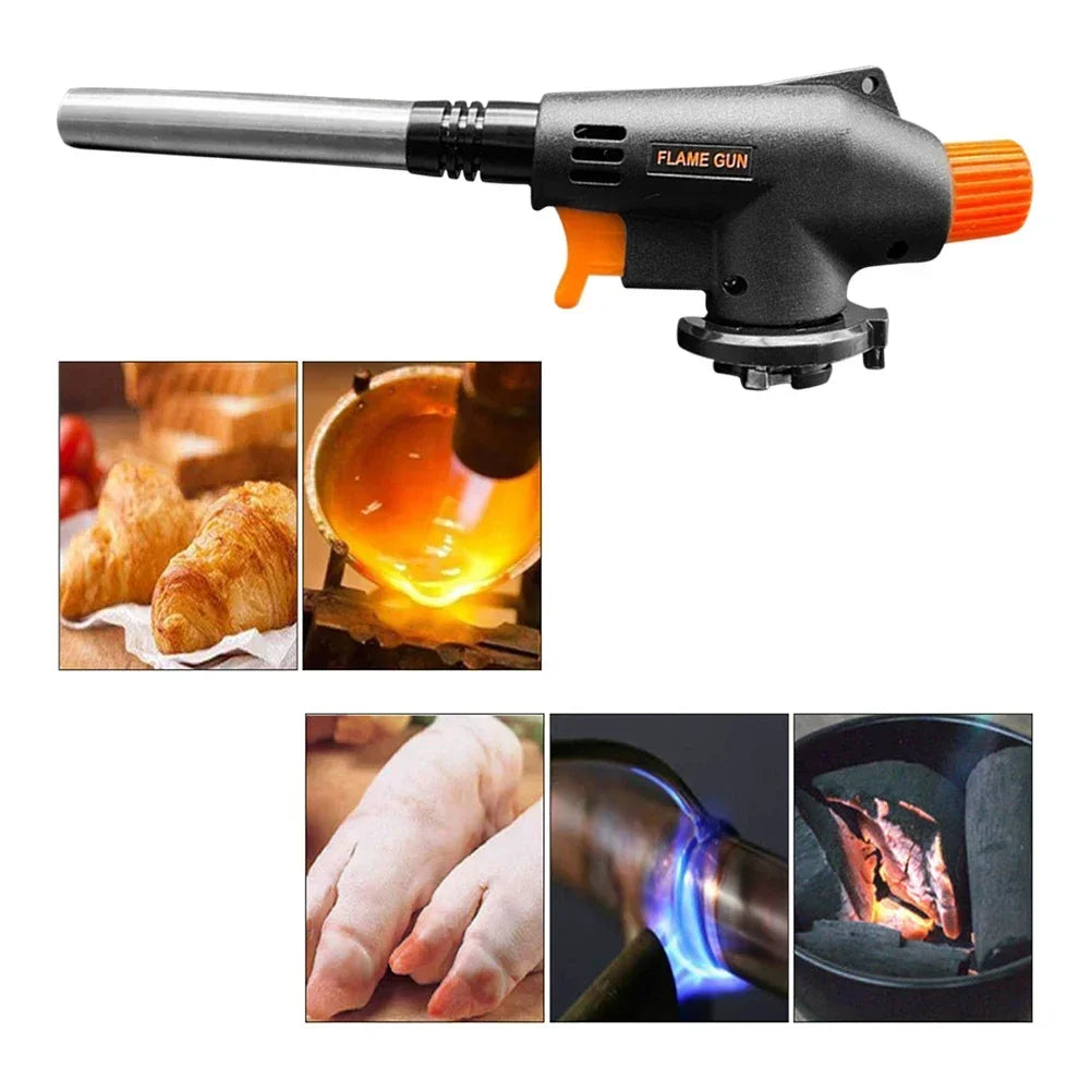 Outdoor Welding Gas Burner Flame Torch Ignition BBQ Cooking Camping Flamethrower Portable Gas Torch for Cooking And Camping