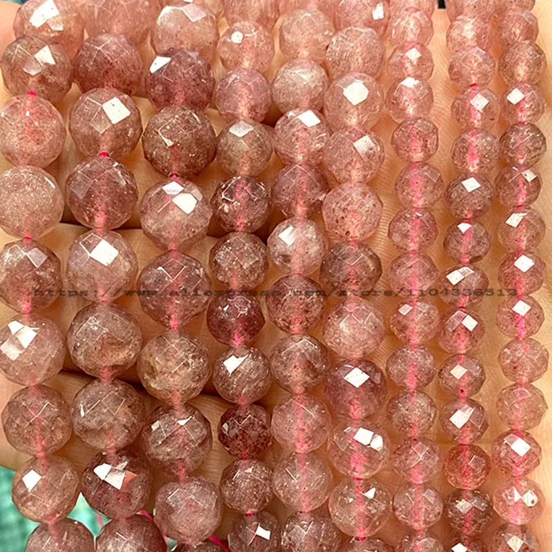 Natural Gem Stone Faceted Round Red Garnet Loose Spacer Beads for Jewelry Making Diy Earrings Bracelets Charms Accessories