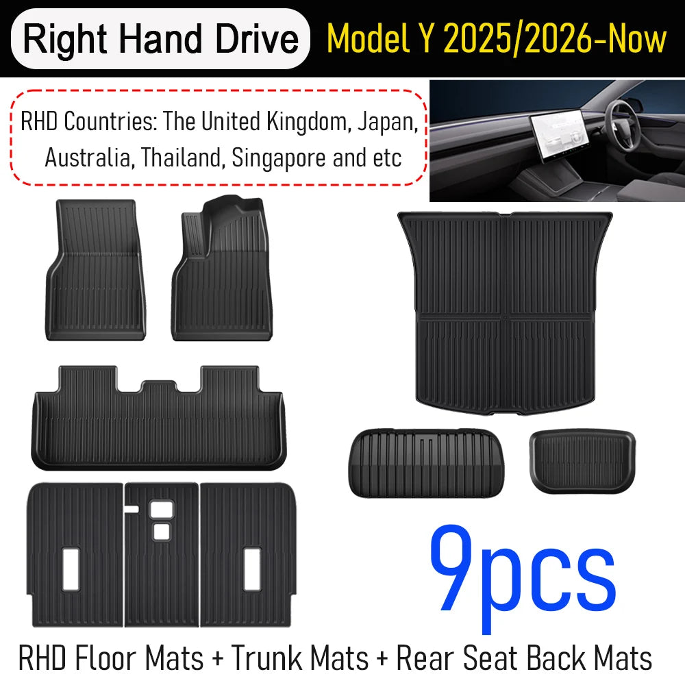 for Tesla Model Y Juniper 2026 2026 Car Floor Mats Cargo Liner Trunk Mats Backrest Kick Pads Protection Car Interior Accessories