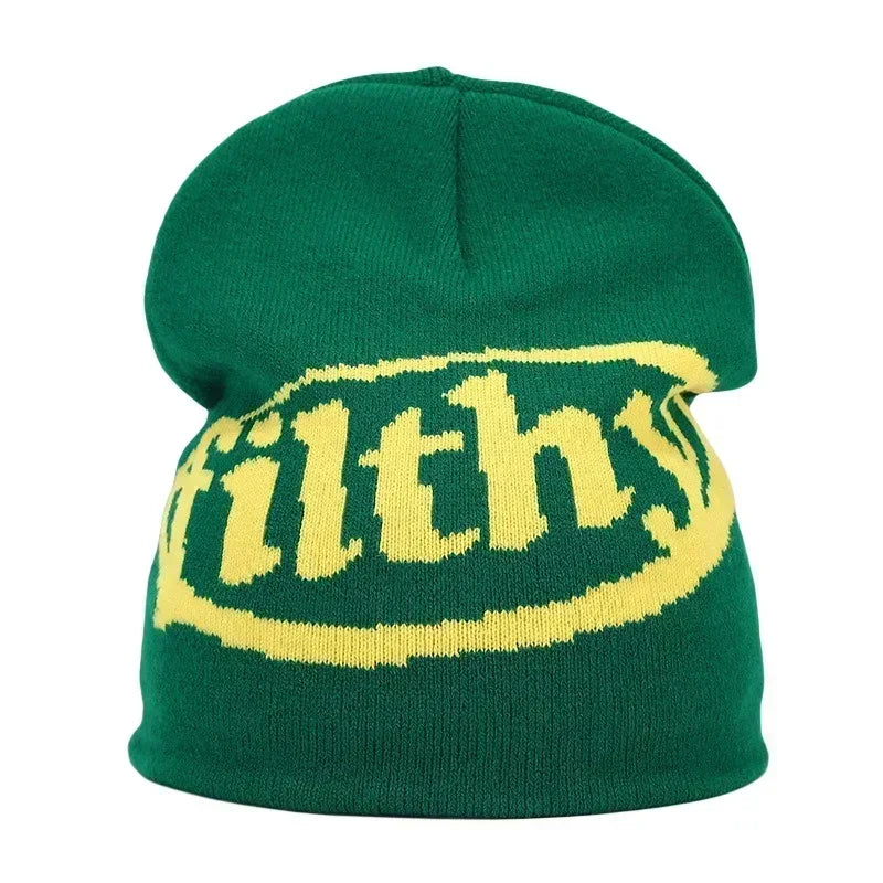 Y2K Letter Knit Beanie, Warm Ski Hat