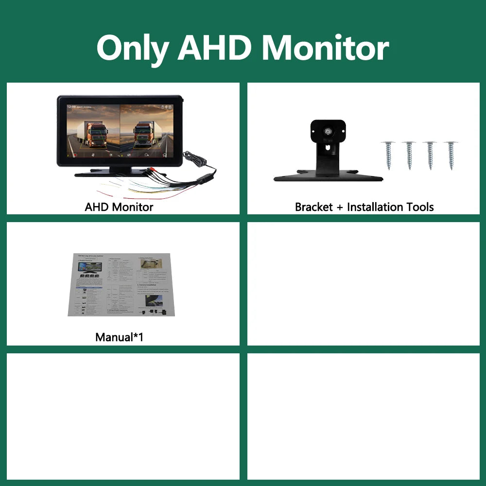 7 inch Truck DVR System BSD Sound and Light Alarm 2CH 1080P Night Camera Touch Screen MP5 BT AHD Monitor 24H Parking Recorder