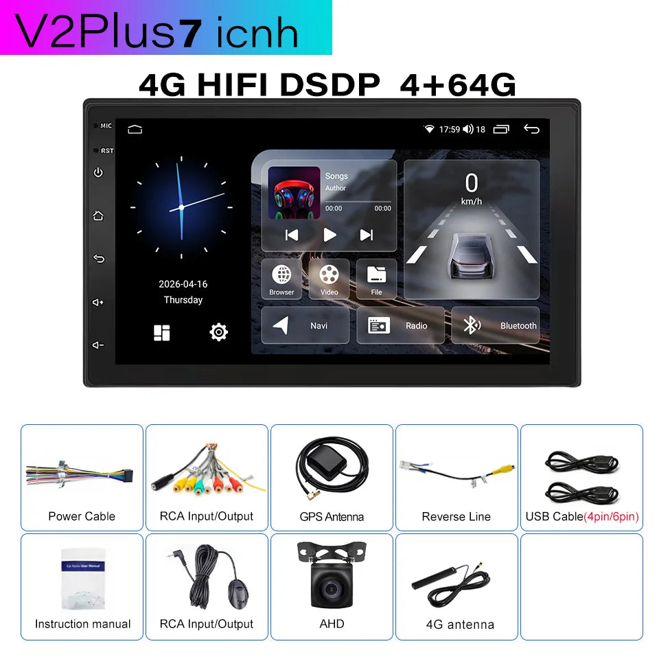 CAIXI Universal 7" 9" 10" 2din Android 16 CarPlay Auto Radio For Volkswagen Fiat Renault Nissan Hyundai Car Multimedia autoradio