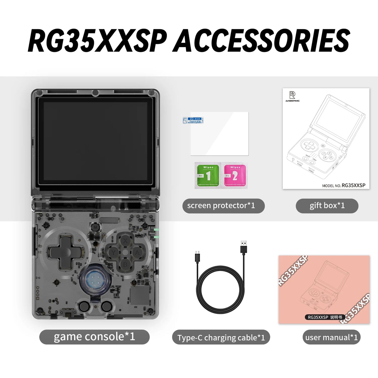 ANBERNIC RG35XXSP Flip Game Console 3.5'' IPS Screen Mini HDMI Output WiFi Bluetooth 4.2 E-book Linux Video Console Player Gifts