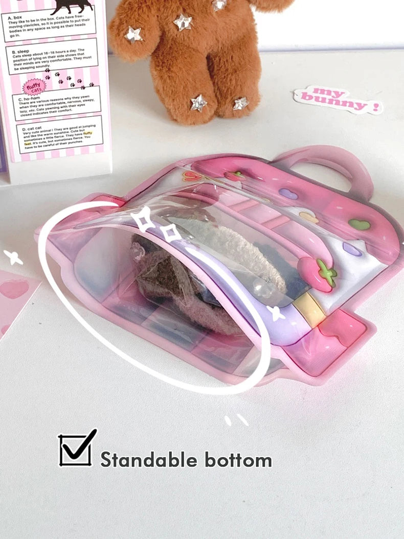 10/50PCS Zipper Cartoon Storage Bag Cute 3D Cartoon Backpack Small Items Storage Bag Valentine Day Birthday Gift Packaging Bag