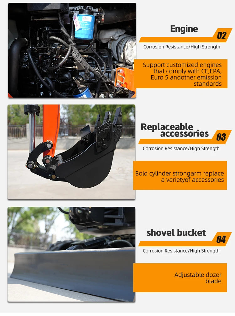 3.5 Ton Mini Excavator, Hydraulic Diesel Rubber Crawler Digger
