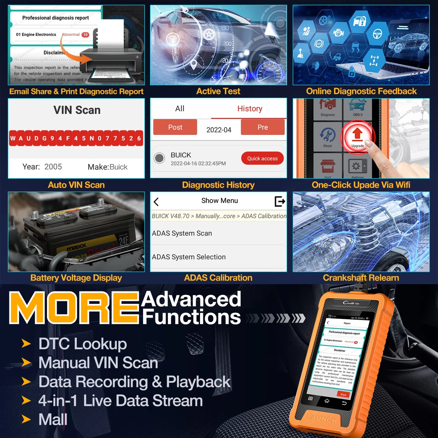 LAUNCH X431 OBD2 Auto Diagnostic Tool All Systems Car Scanner Free Update Online For GM/BENZ/BMW/AUDI/FORD/NISSAN/HONDA/TOYOTA