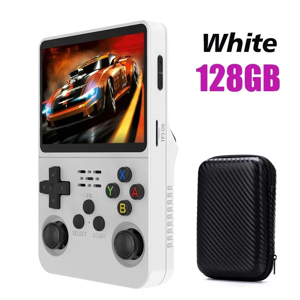 64GB/128GB Open Source R36S Video Game Console Linux System 3.5 Inch IPS Screen Orange Portable Pocket Video Player With bag