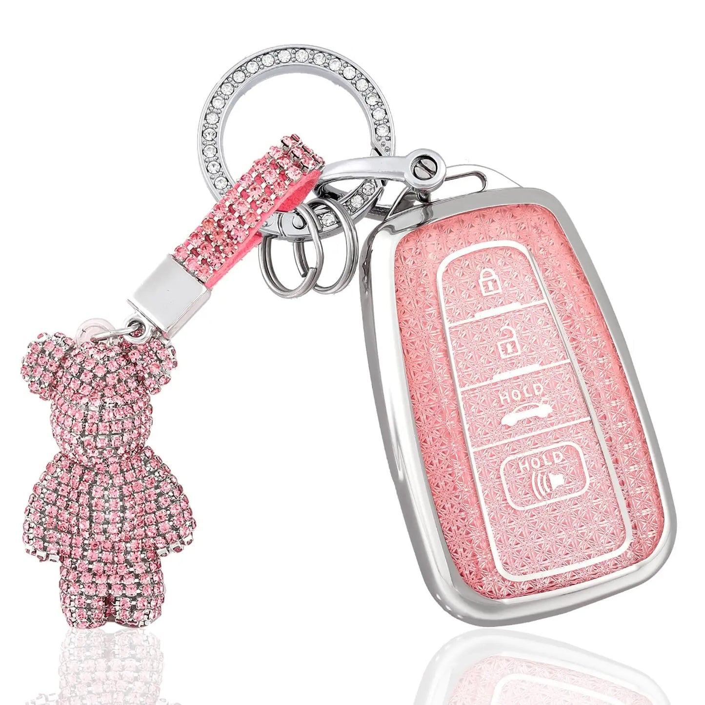 for Toyota Key Fob Cover with Bear Keychain Soft TPU Key Case Protection For Toyota RAV4 Camry Corolla 4Runner Highlander Prius