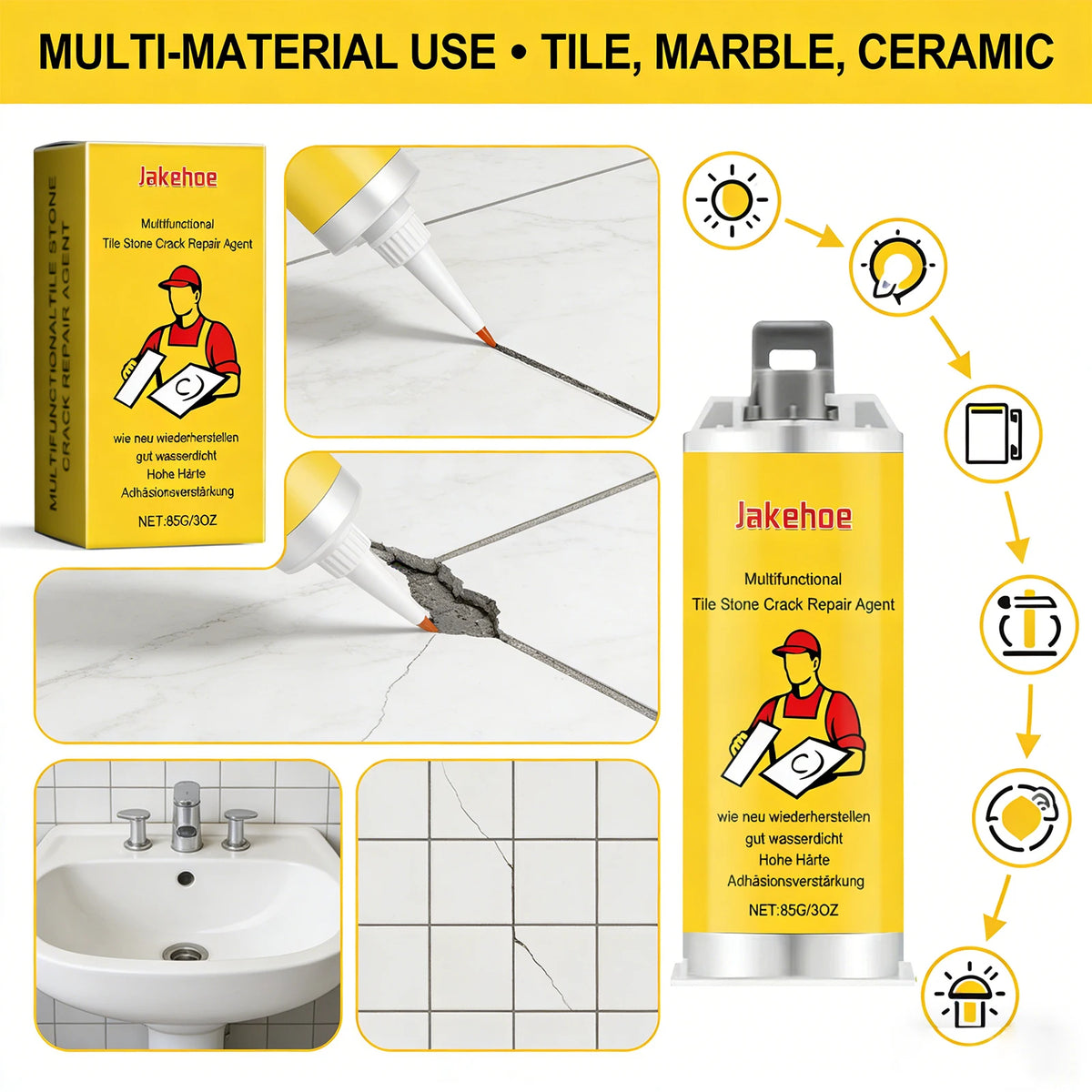 Tile & Stone Crack Repair Agent, Waterproof Ceramic Filler