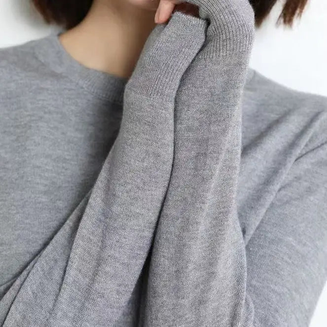 Women's Soft Knit Crew Neck Sweater, Basic Jumper