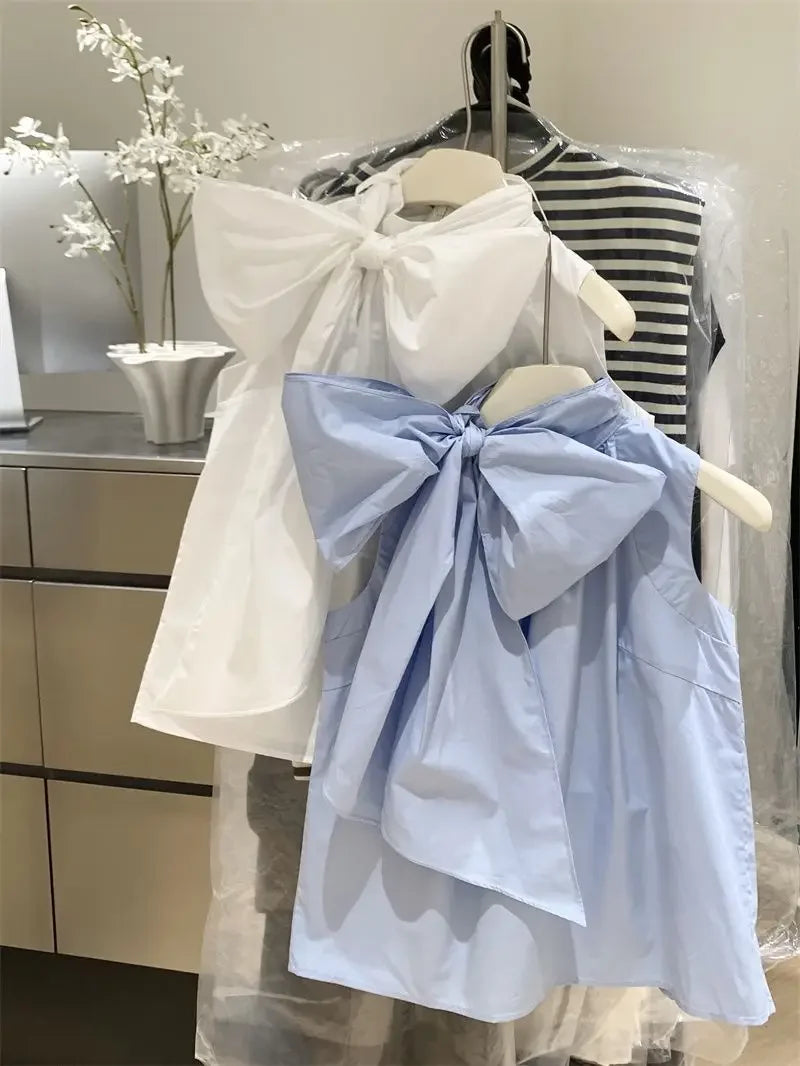 Women's Bow Tie Collared Blouse - Loose Sweet Summer Top - photo 3