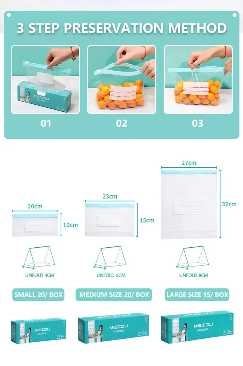Resealable Zip Bags Variety Pack with Organizer – Snack, Sandwich & Quart Assorted Clear Storage Bags
