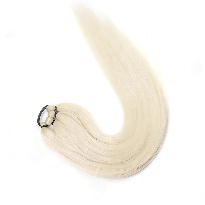 LUPU Synthetic 28 Inch Long Ponytail Extensions With Elastic Band Versatile DIY Braided Ponytail For Women Girls Black Brown