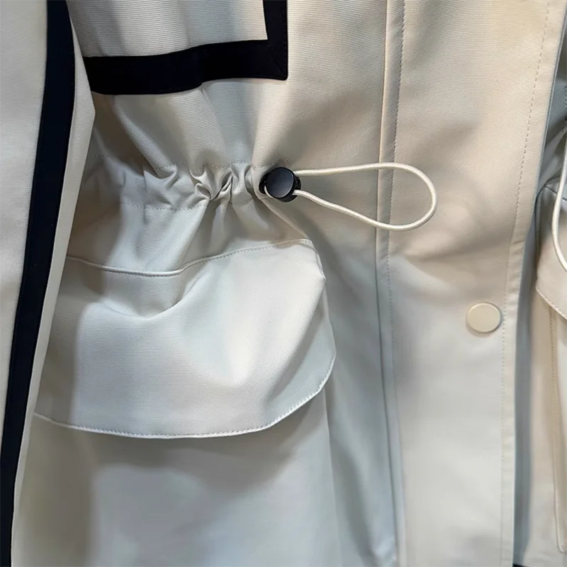 European Goods High-end Ribbon Stitching Contrast Jacket Women's 2025 New Spring and Autumn Leisure Loose Slim Short Trench Coat