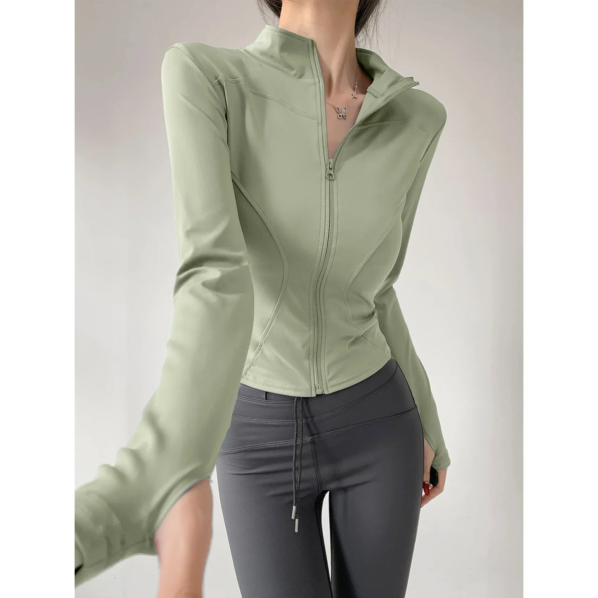 Women's Quick-Dry Yoga Jacket, Slim Zip-Up