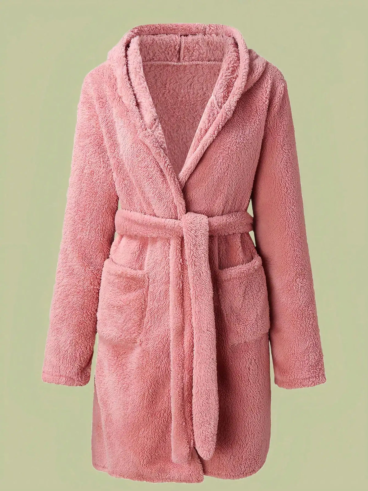Women's Hooded Fleece Robe with Belt