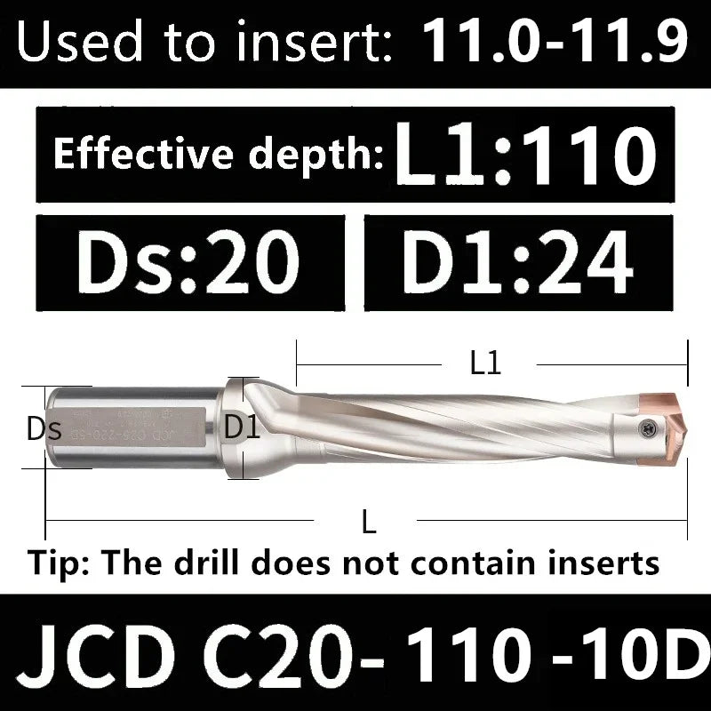 JCD Crown U-Drill Rod 10-25mm, Internal Cooling Indexable Drill