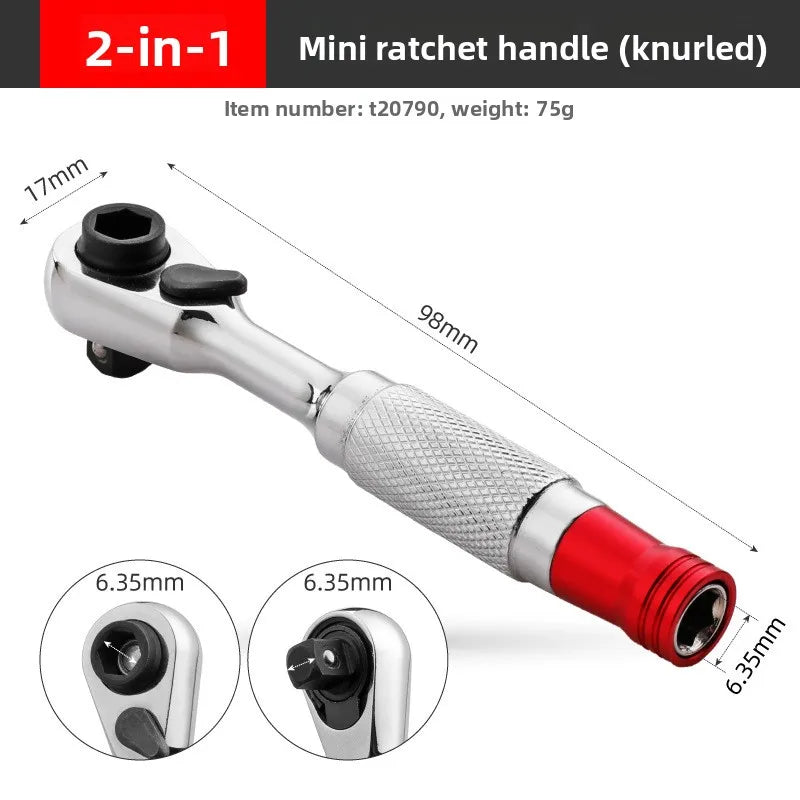 1/4 Ratchet Double Head Fast Ratchet Wrench Double-Ended Mini Socket Wrench Set Bicycle Workshop Tool Hand Tools