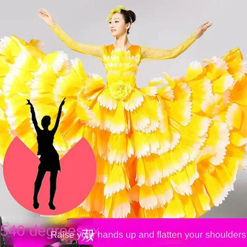 Women's big swing petal flamenco dress
