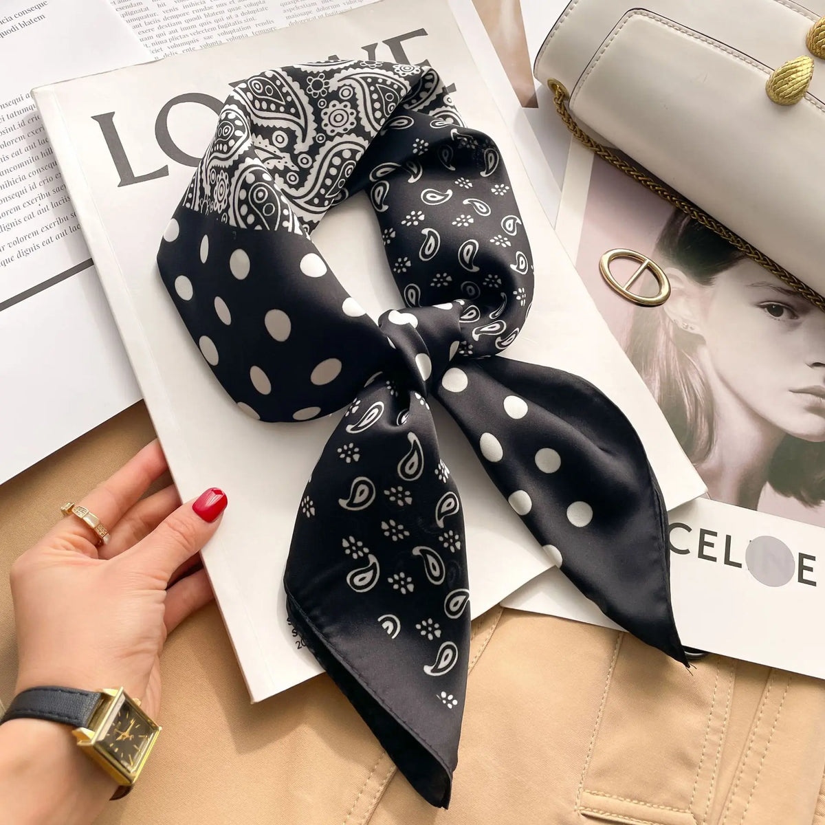 Women's Silky Square Headscarf - 70cm Satin Neckerchief & Bag Scarf - photo 13