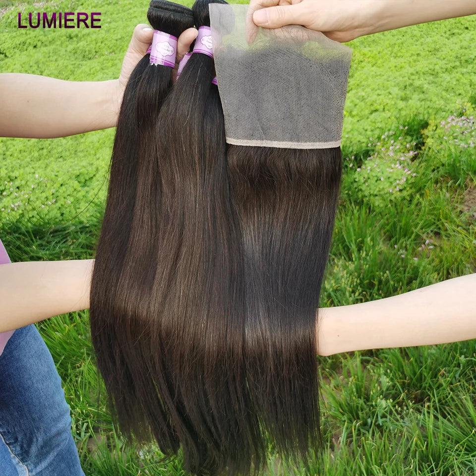 32 Inch 18A Bone Straight Human Hair Bundles 3/4 Bundles Hair 100% Raw Human Hair Bundles Deal Brazilian Virgin Hair Extensions