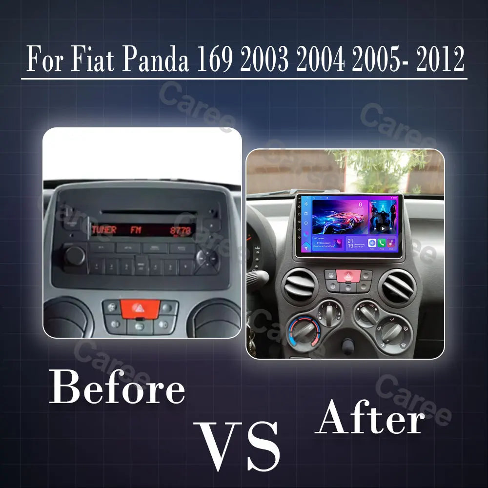 Car Stereo with Apple CarPlay & Android Auto, Compatible with Fiat Panda 169 (2003-2012)