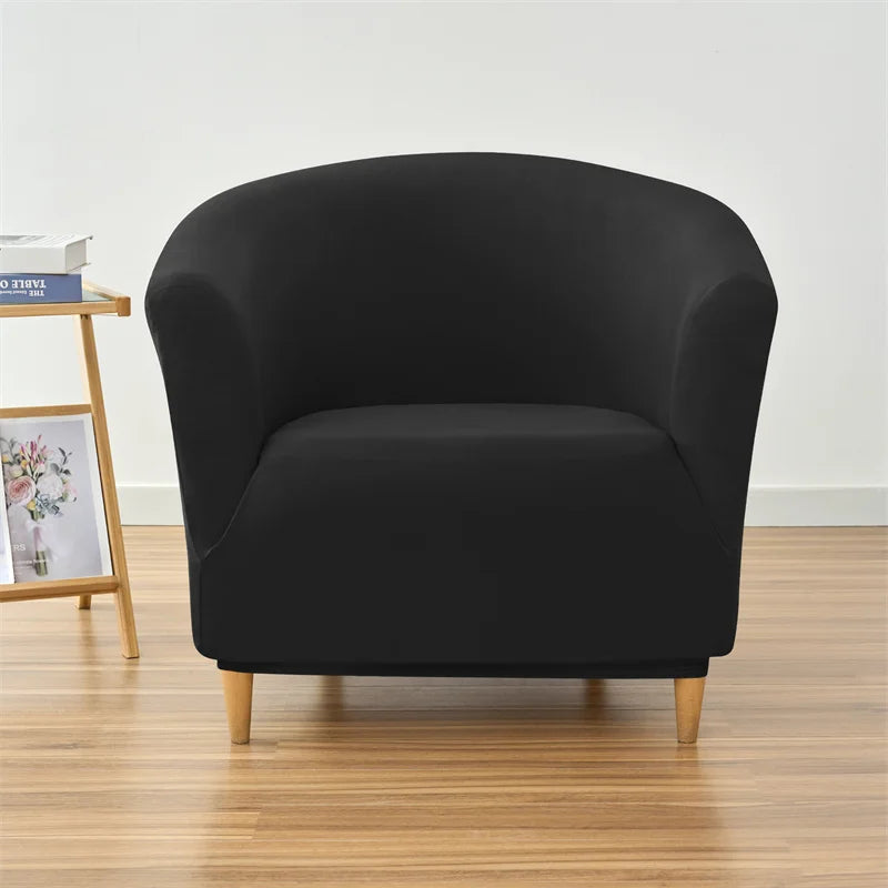 1PC Stretch Club Chair Cover Water Repellent Solid Color Arc Sofa Covers Single Removable Seat Slipcover Hotel Bar Counter Decor