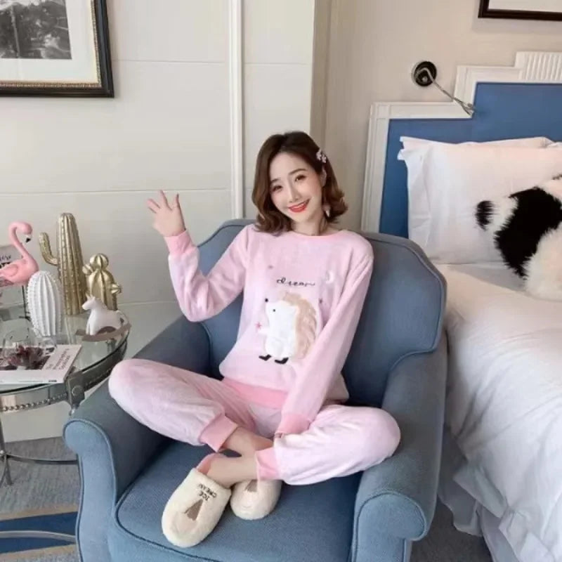 Women's Flannel Pajama Set - Printed Long Sleeve Round Neck PJs - photo 5