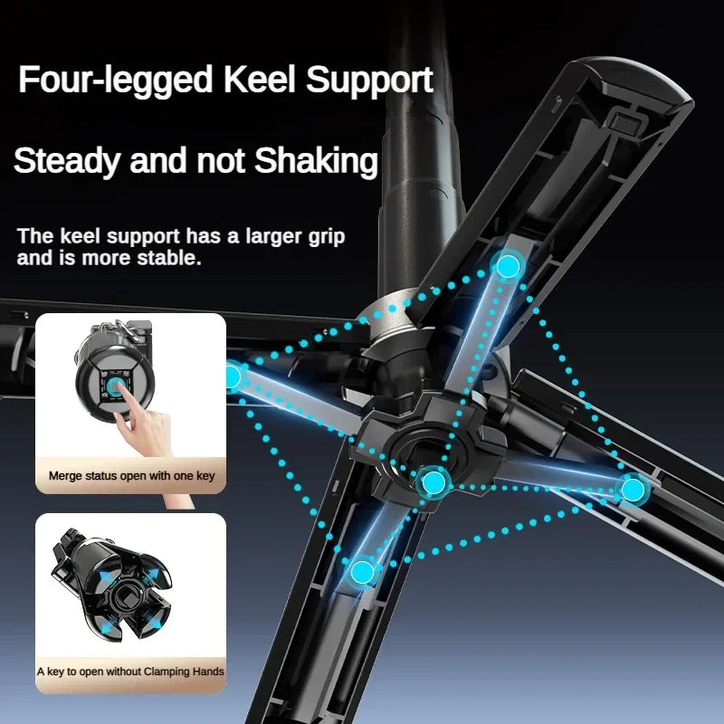 Magnetic Phone Holder 360° Rotation Pocket Selfie Stick With Bluetooth Remote Adjustable Desktop Stand for Live Streaming Vlog