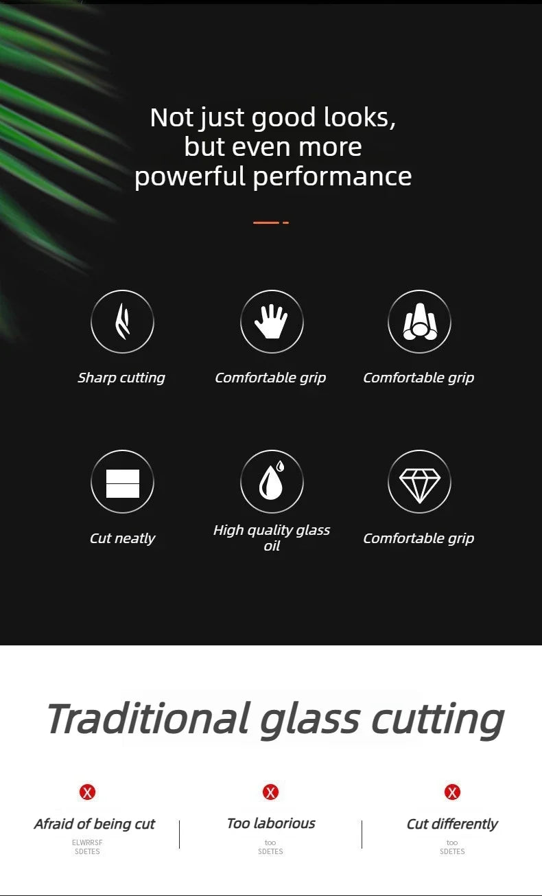 Portable Diamond Glass Cutting Tool 175mm, Non-Slip Handle