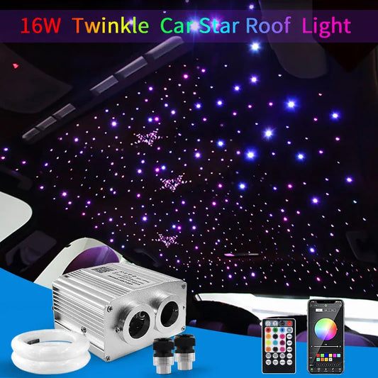 16W Twinkle Fiber Optic Star Ceiling Light Kit for Car Interior