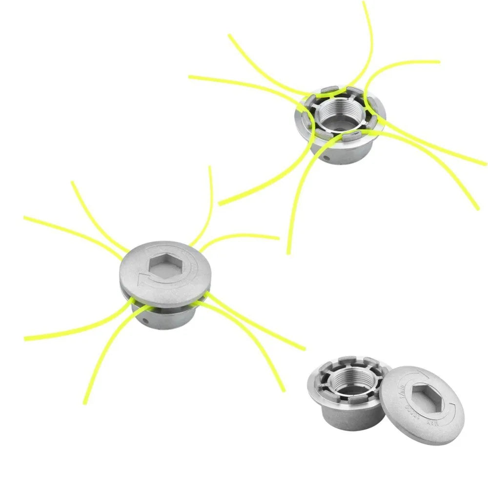 Universal Aluminum Grass Trimmer Head With 4 Lines Brush Cutter Head Thread Nylon Grass Cutting Line Head for Lawn Mower Silver