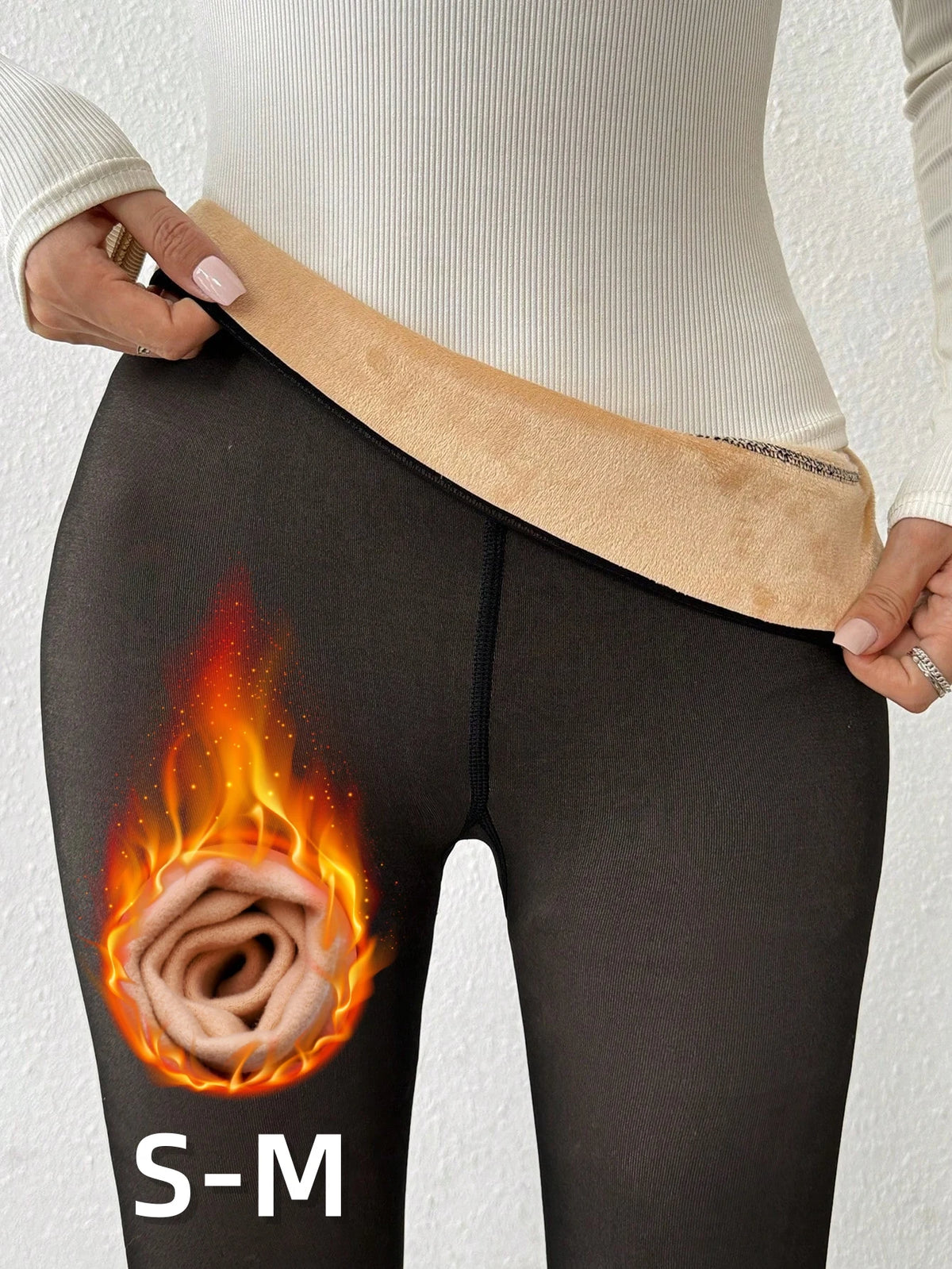 Women's High Waisted Fleece Lined Tights - Semi-Sheer Winter Pantyhose - photo 4